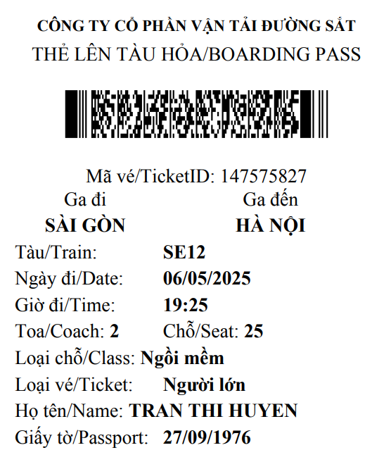 Thẻ lên tàu hoả