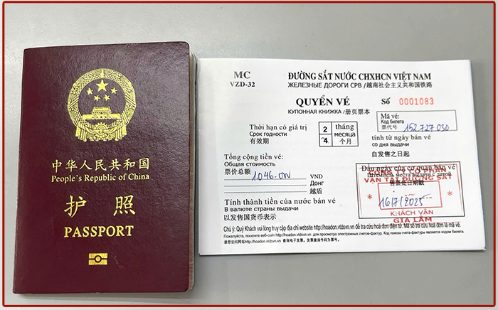 Quyển vé - Tàu MR1/2 Hà Nội đi Nam Ninh Trung Quốc