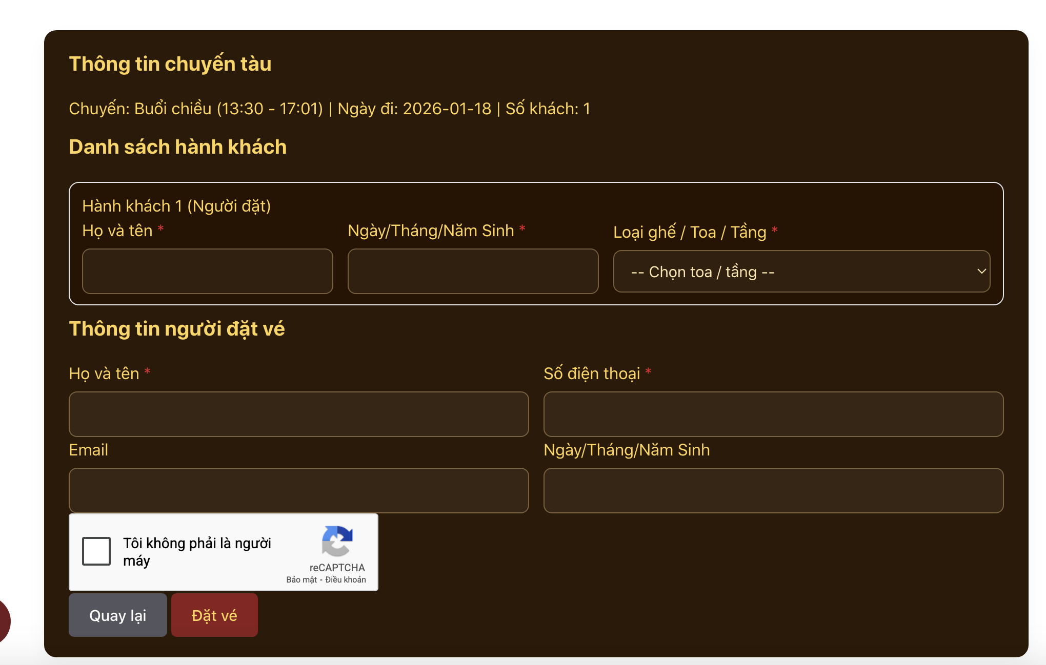 Bước 2, nhập thông tin hành trình và hành khách