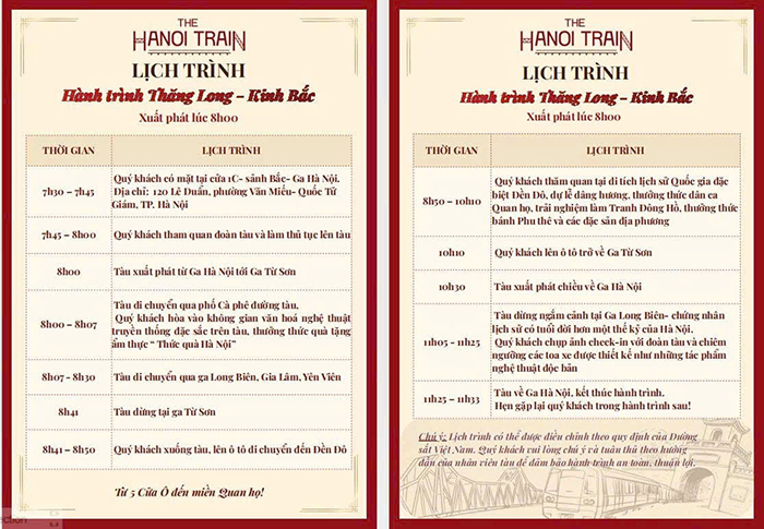 Chi tiết lịch trình chuyến sáng